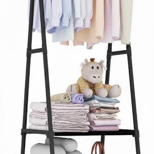 رخت‌ آویز فلزی چرخدار و طبقه‌ دار