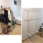 رخت‌ آویز فلزی چرخدار و طبقه‌ دار