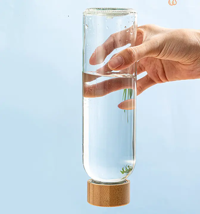 بوتل آب شیشه ای با درب چوبی