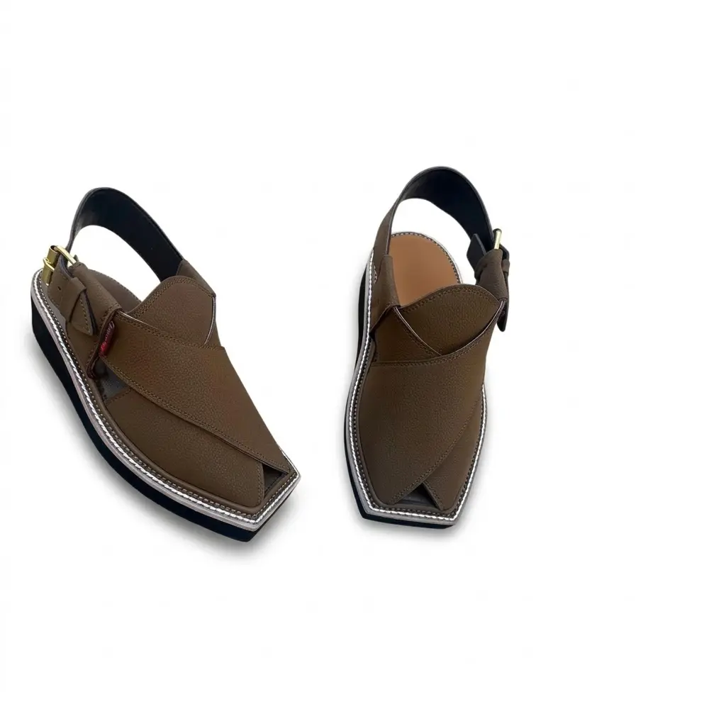 چپلی پیشاوری چرمی با کفی ضخیم