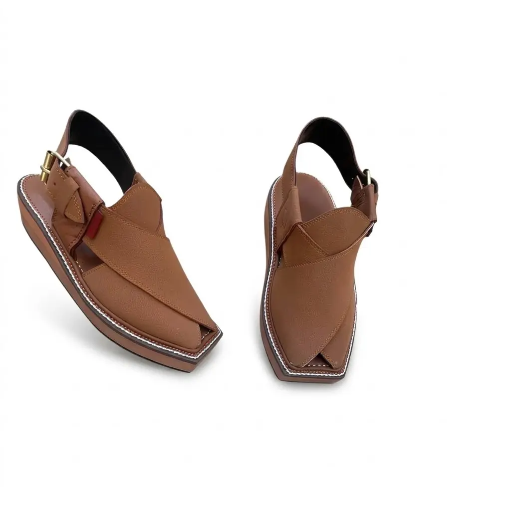 چپلی پیشاوری چرمی با کفی ضخیم