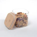 ست مصالح دانی شیشه ای دو طبقه با استند چوبی