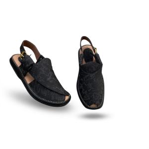 چپلی پیشاوری چرمی با دیزاین بافت‌ دار ریز