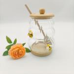 ظرف عسل شیشه ای طرح زنبور با قاشق مخصوص