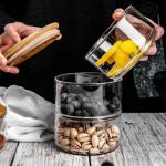 شیرینی‌ دانی سه خانه شیشه‌ ای