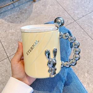 گیلاس سرامیکی طرح مروارید با قاشق