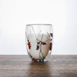 گیلاس دوجداره کریستالی با تزیین گل‌ های خشک