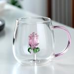 گیلاس شیشه ای طرح گل رز
