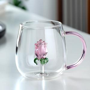 گیلاس شیشه‌ ای طرح گل رز