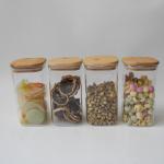 ست مصالح دانی شیشه ای دو طبقه با استند چوبی