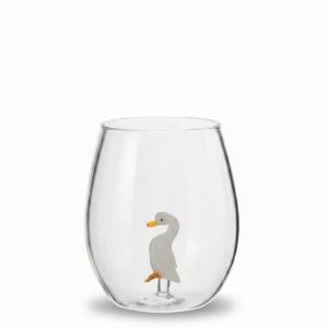 گیلاس شیشه‌ ای فانتزی با طرح مرغابی