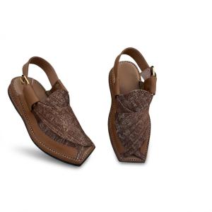 چپلی پیشاوری چرمی با دیزاین بافت‌ دار