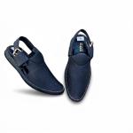 چپلی پیشاوری چرمی با دیزاین کلاسیک و لوگوی طلایی