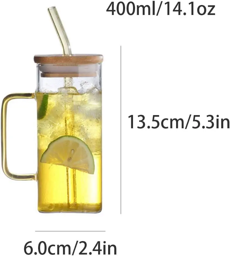 لیوان شیشه ای با دسته رنگی