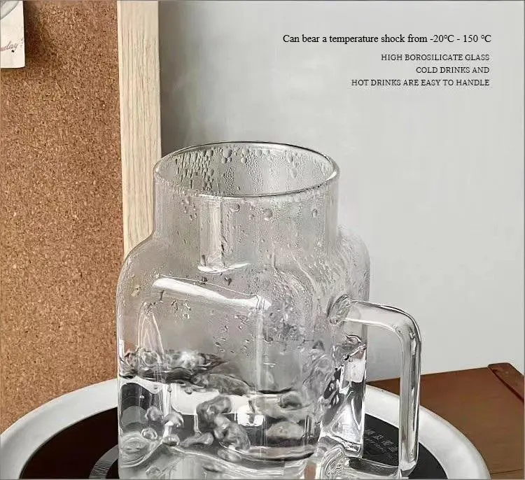 لیوان شیشه ای پیرکس با درب چوبی و نی