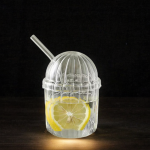 لیوان شیشه‌ ای طرح گنبدی با نی