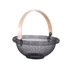 سبد میوه توری با دسته چوبی