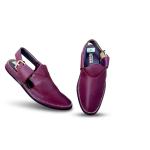 چپلی پیشاوری چرمی با دیزاین کلاسیک و لوگوی طلایی