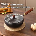 کره پزی نچسب با دسته چوبی و درب شیشه ای