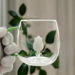 پیاله شیشه‌ ای با طرح گل رز داخلی