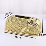 جای دستمال کاغذی فلزی طلایی طرح گل