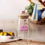 گیلاس شیشه ای نی دار طرح پاپیون