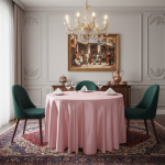 روی میزی گرد ساتن مجلل