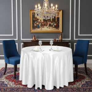 روی میزی گرد ساتن مجلل